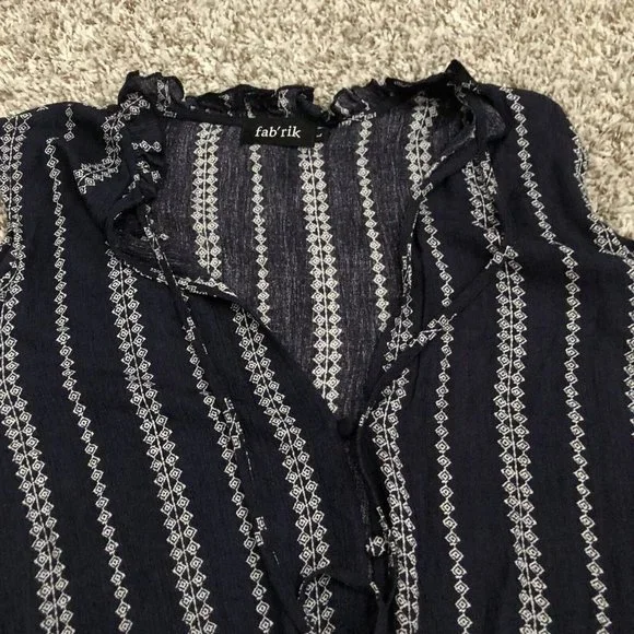 Fab’ Rik long sleeve cold shoulder tie waist blouse top Bell Sleeve Size Large - Picture 9 of 10